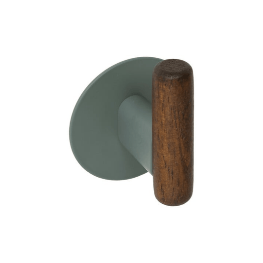Alpha 55 Lot de 2 patères adhésives Cassie en métal et bois vert