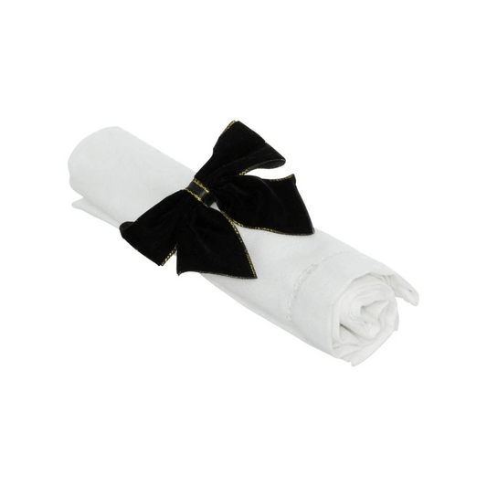 Alpha 55 Lot de 2 ronds de serviette en velours noir – Noël chic