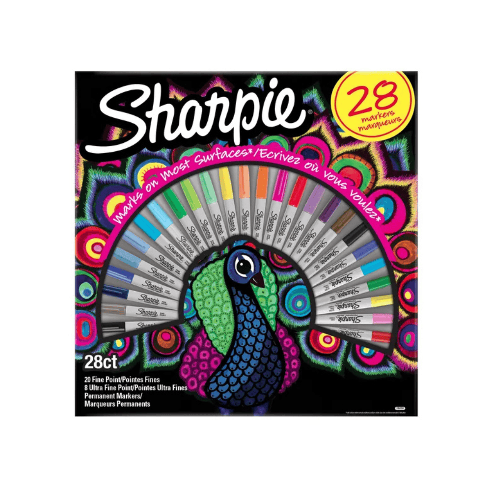 Alpha 55 Lot de 28 Marqueurs Sharpie Couleurs Paon