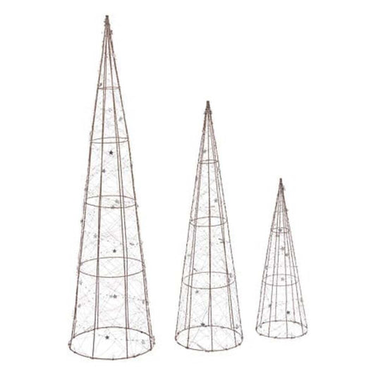 Alpha 55 Lot de 3 cônes lumineux dorés 90 LED – 80 cm blanc chaud