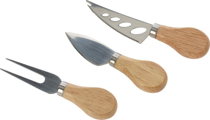 Alpha 55 Lot de 3 couteaux à fromage avec manche en bois