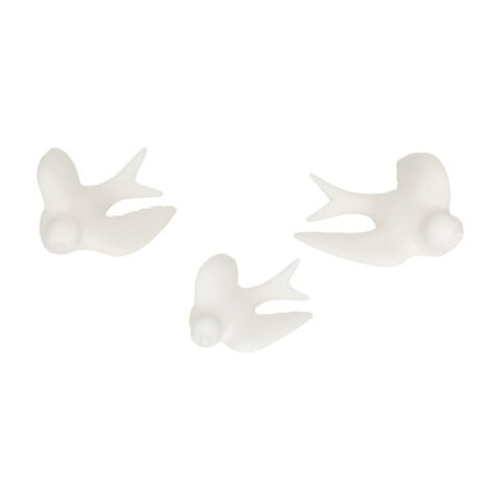 Alpha 55 Lot de 3 Déco Murales Annie Oiseaux en Céramique Blancs