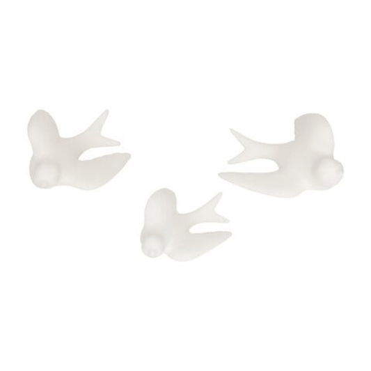 Alpha 55 Lot de 3 Déco Murales Annie Oiseaux en Céramique Blancs