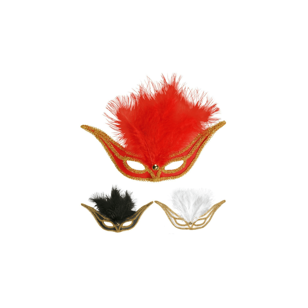 Alpha 55 Lot de 3 Loups Vénitiens Plumes Contour Doré
