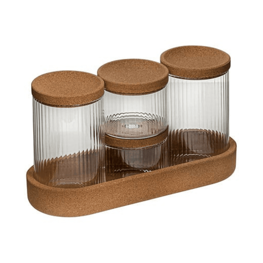 Alpha 55 Lot de 3 organiseurs plateau liège en verre