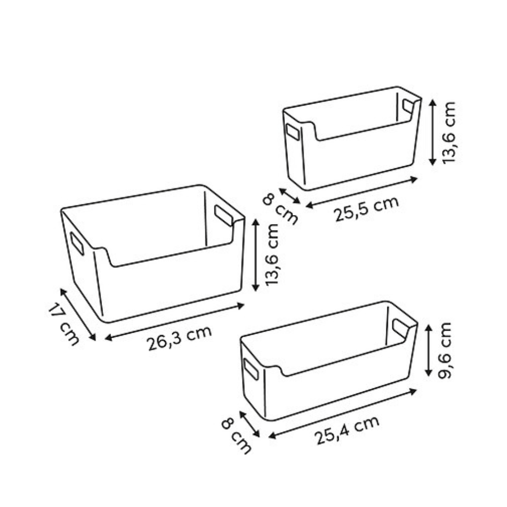 Alpha 55 Lot de 3 Paniers Organiseurs PP Beige