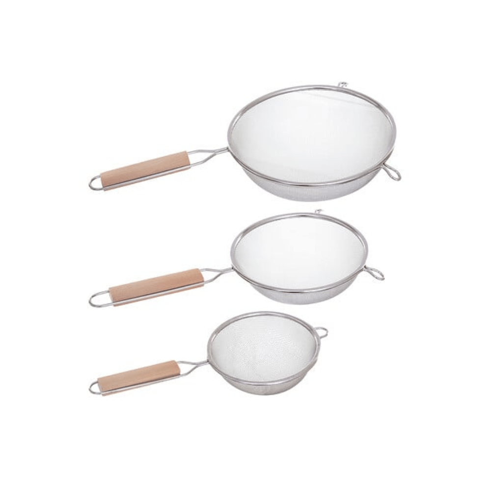 Alpha 55 Lot de 3 Passoires Tamis en Inox et Bois