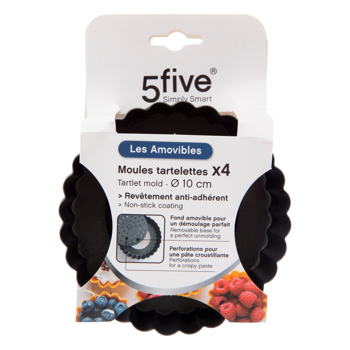 Alpha 55 Lot de 4 moules tartelettes en métal perforé D 10 cm