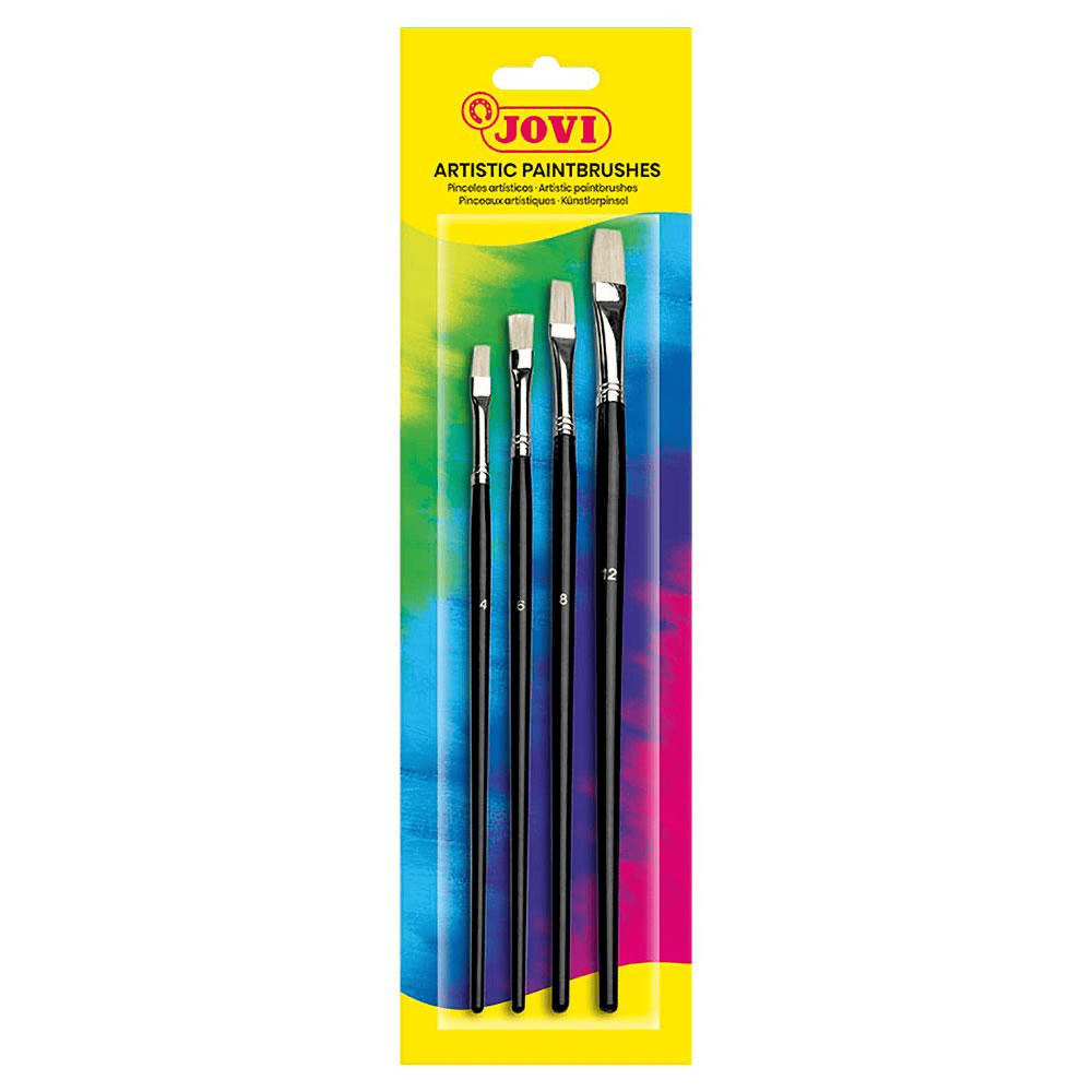 Alpha 55 Lot de 4 Pinceaux Plats à Manche en Bois