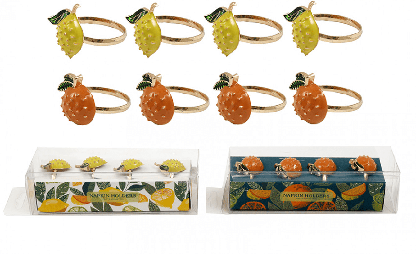 Alpha 55 Lot de 4 ronds de serviette aux agrumes