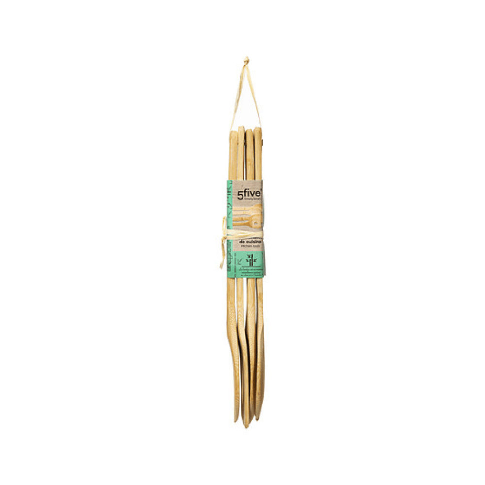 Alpha 55 Lot de 4 ustensiles en bambou cuisine naturel