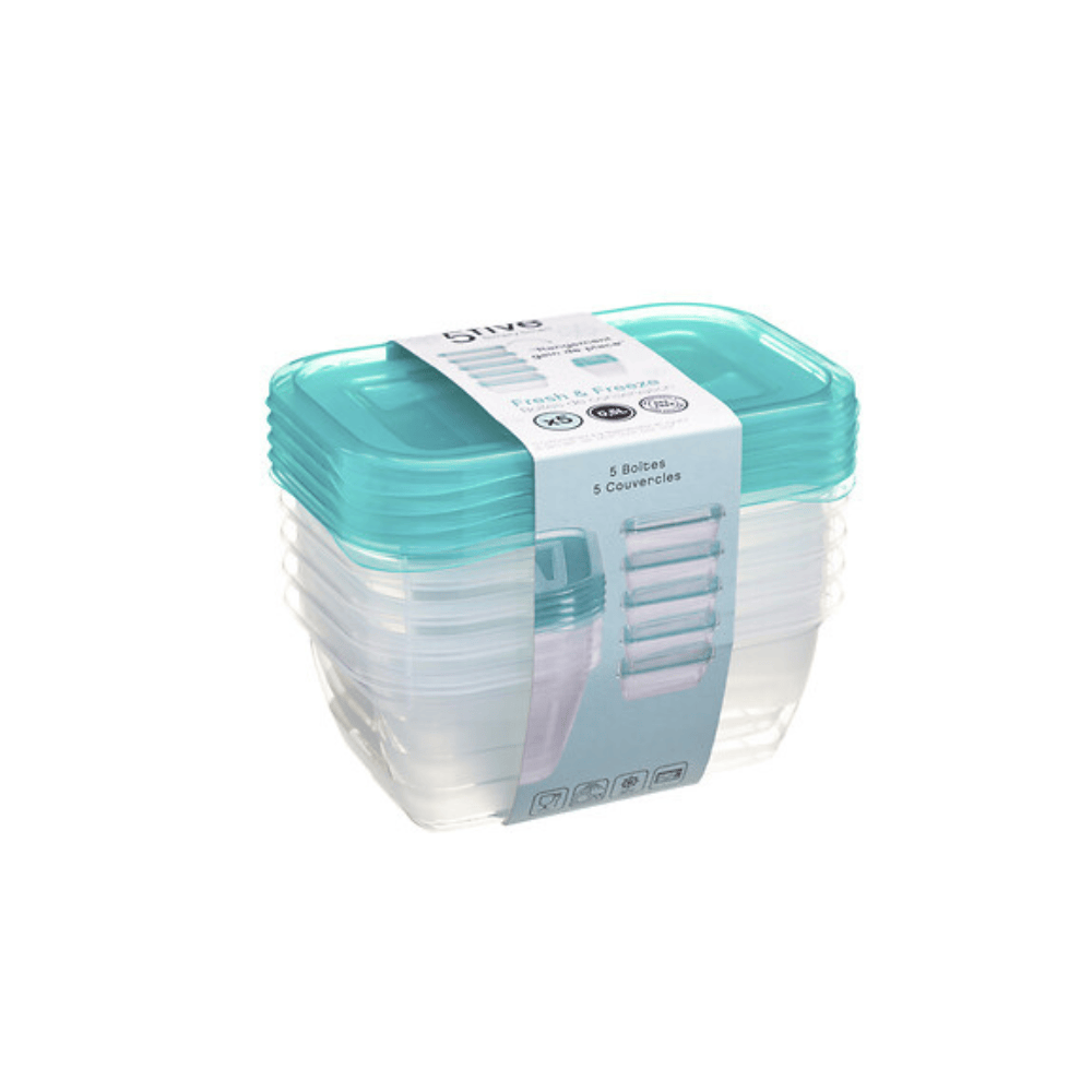 Alpha 55 Lot de 5 Boîtes Rectangles Fresh & Freeze 0,5 L