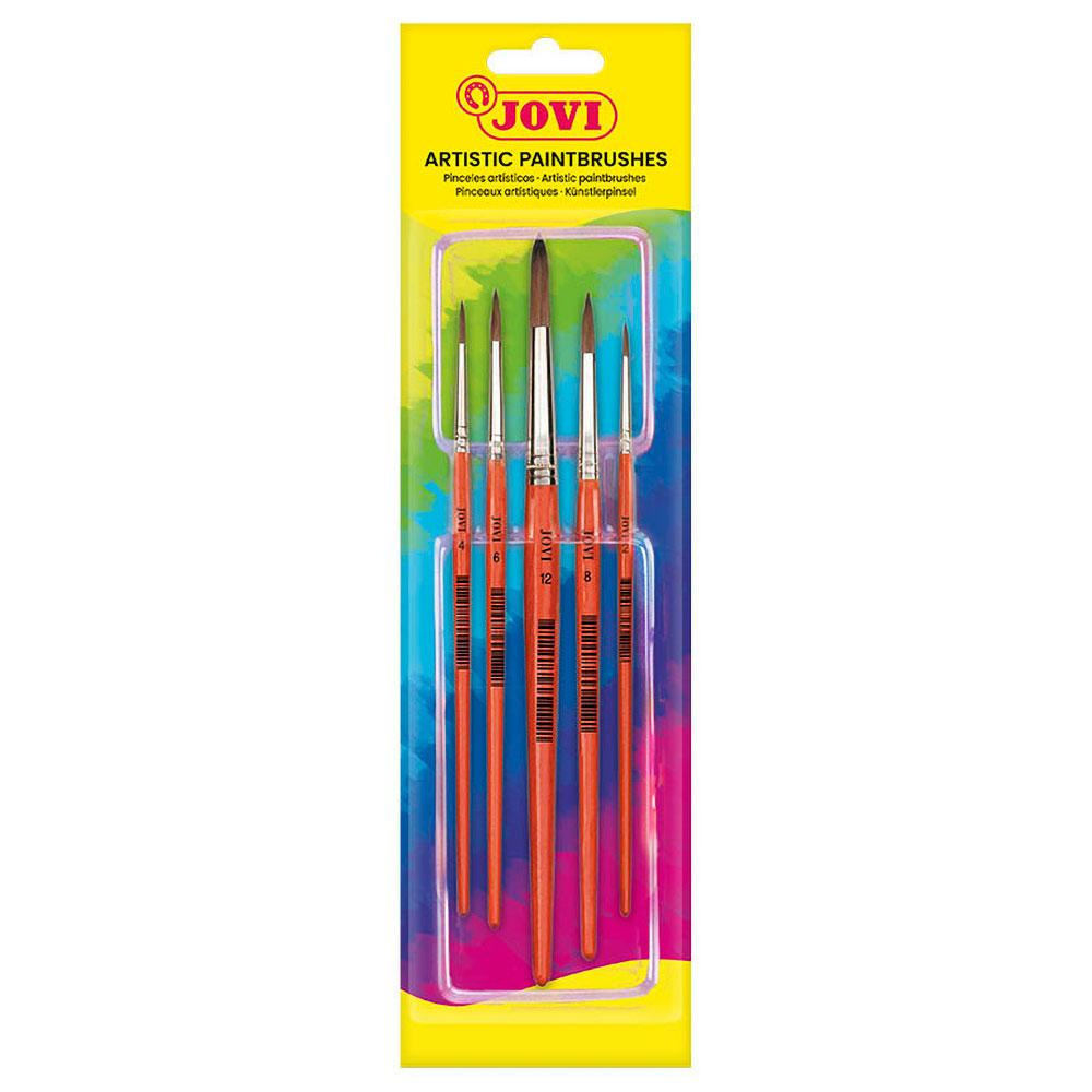 Alpha 55 Lot de 5 Pinceaux Ronds à Manche en Bois