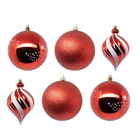 Alpha 55 Lot de 6 boules rouge et blanc 10 cm – Noël Alpha55