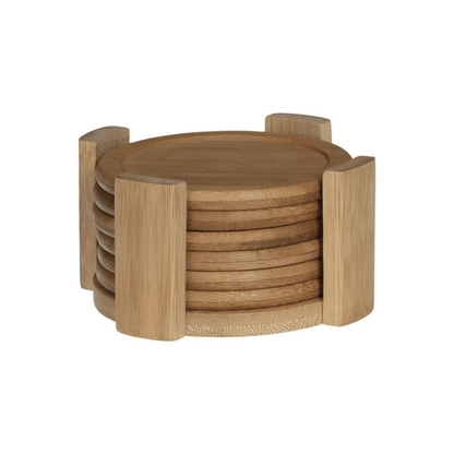 Alpha 55 Lot de 6 dessous de verre avec rack en bambou