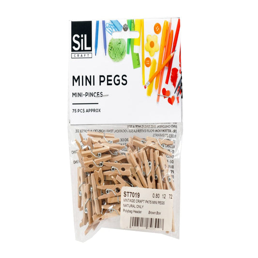 Alpha 55 Lot de 75 mini pinces rétro en bois