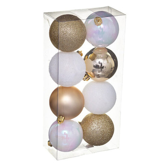 Alpha 55 Lot de 8 boules or et blanc 7 cm – Déco Noël Alpha55