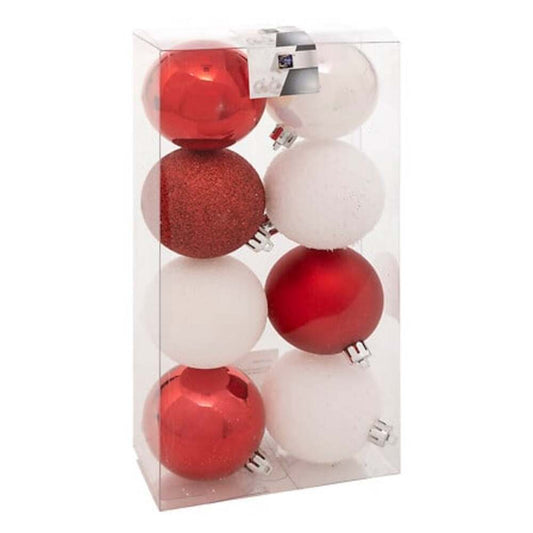 Alpha 55 Lot de 8 boules rouge et blanc 7 cm – Noël Alpha55