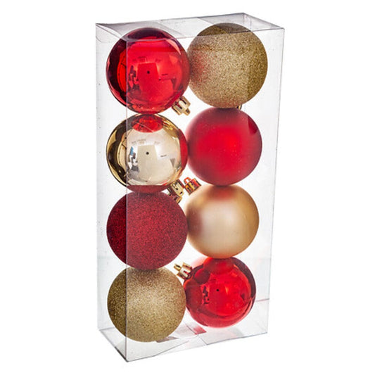 Alpha 55 Lot de 8 boules rouge et or 7 cm – Déco Noël Alpha55