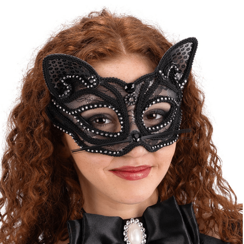 Alpha 55 Loup en strass noir design chat