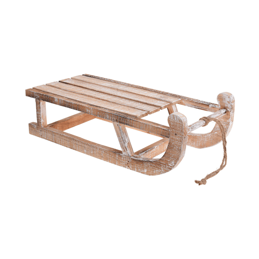 Alpha 55 Luge en Bois Décorative – Style Noël Traditionnel