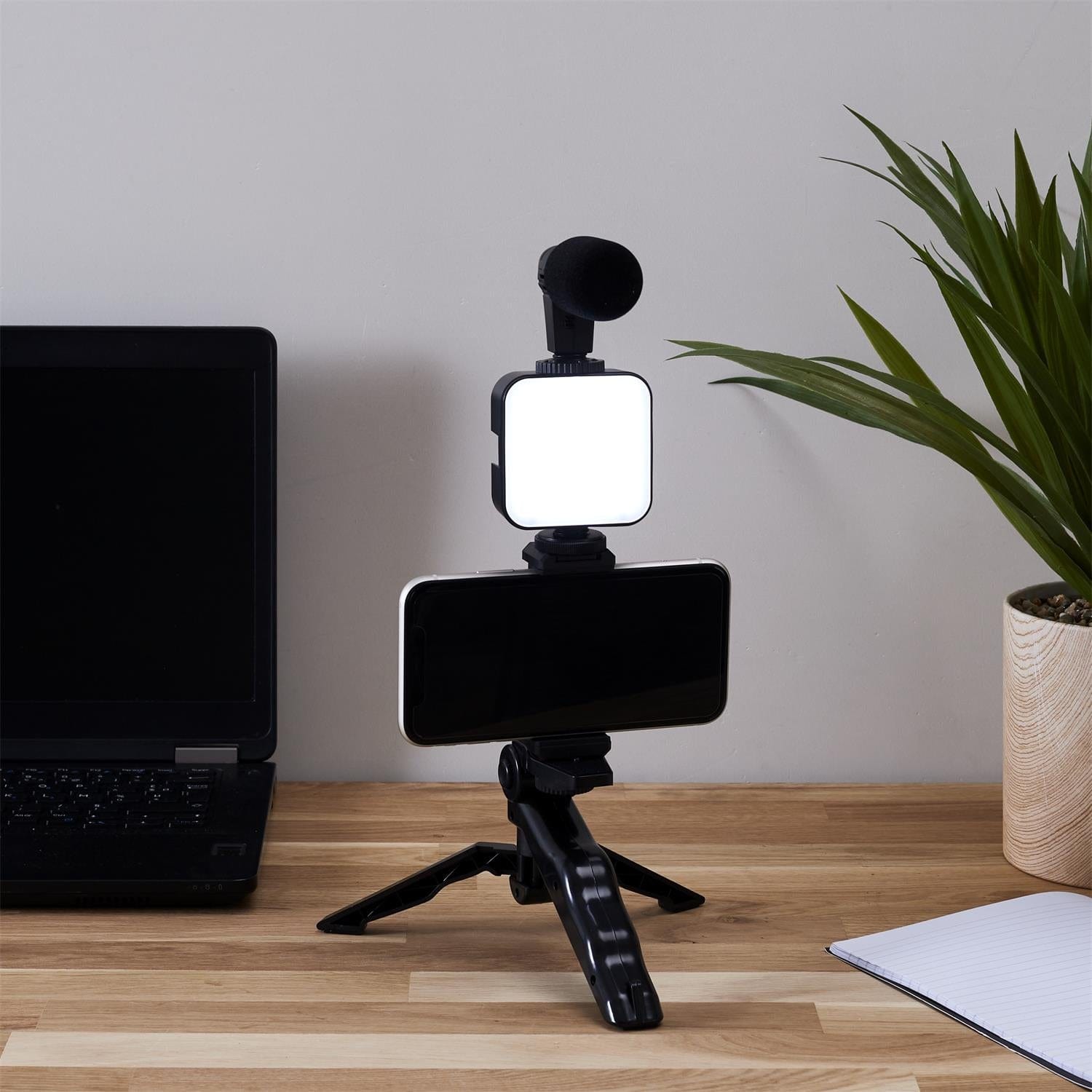 Lumière Led et micro sur trépied intégré pour Photos et Vidéos 32x19x17 cm