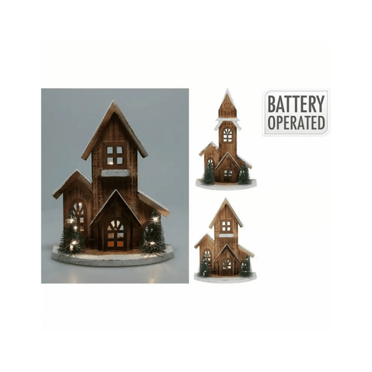 Alpha 55 Maison décorative en bois avec 10 LED – ambiance Noël