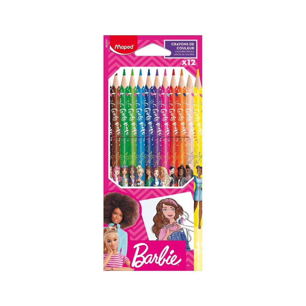 Alpha 55 Maped, 12 crayons de couleur "design Barbie"