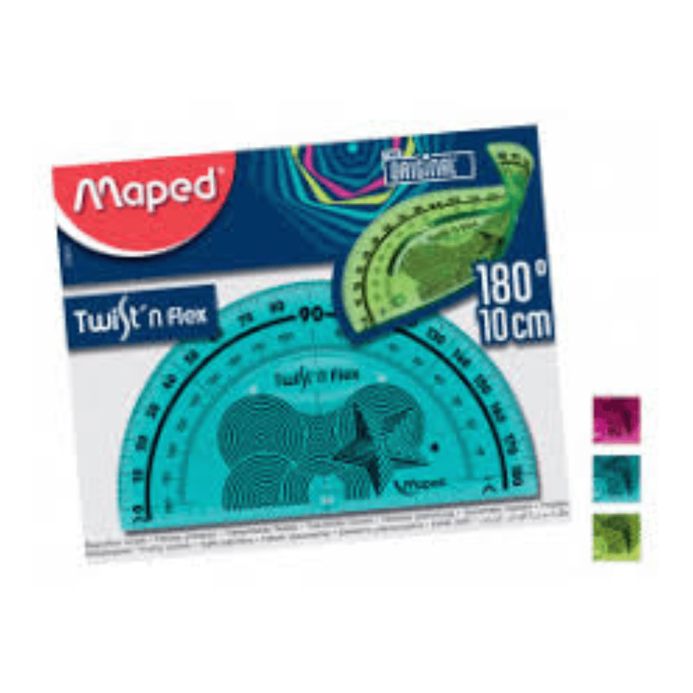 Alpha 55 Maped Rapporteur 180° 10 cm Twist’n Flex – 3 Coloris Assortis