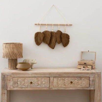 Alpha 55 Marron Déco Murale Feuilles En Tissu "odina"