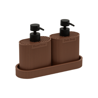 Alpha 55 Marron Lot de 2 Distributeurs de Savon Terra 0,375 L