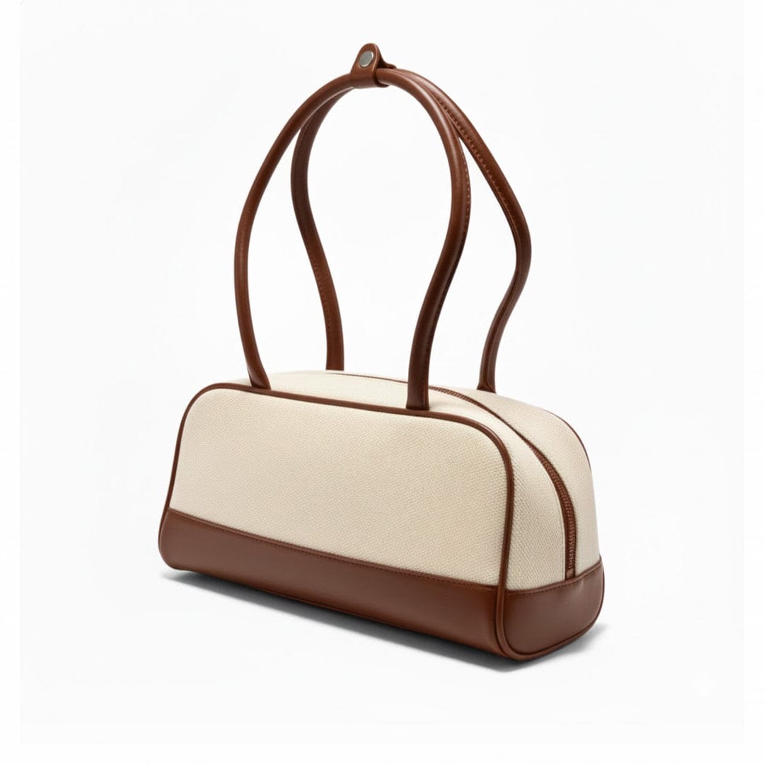 Alpha 55 Marron Sac Baguette Bicolore – Look Rétro Chic