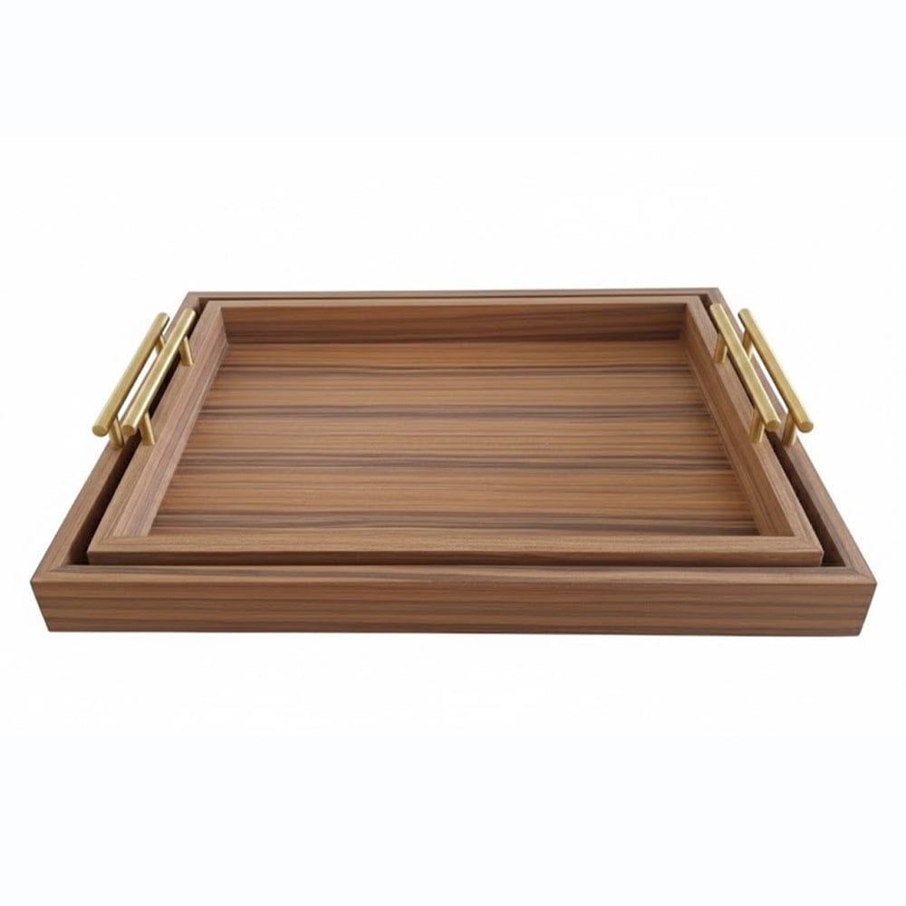 Alpha 55 Marron Set de 2 Plateaux en Bois – Naturel & Élégant