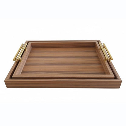 Alpha 55 Marron Set de 2 Plateaux en Bois – Naturel & Élégant
