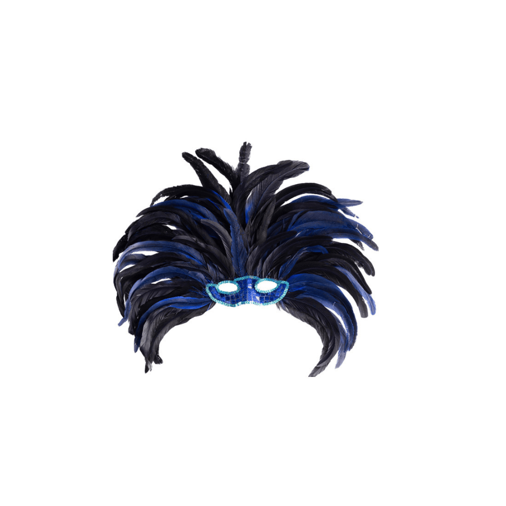 Alpha 55 Masque Brésilien Plumes XL Bleu Déguisement