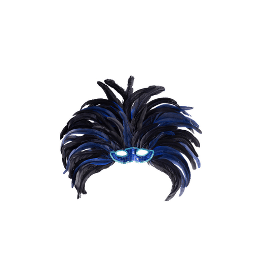 Alpha 55 Masque Brésilien Plumes XL Bleu Déguisement