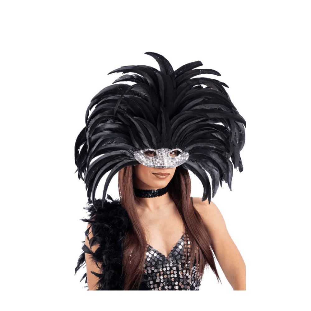Alpha 55 Masque Brésilien Plumes XL Noir Déguisement