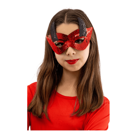 Alpha 55 Masque Diable Enfant à Sequins Rouge Sans Menton