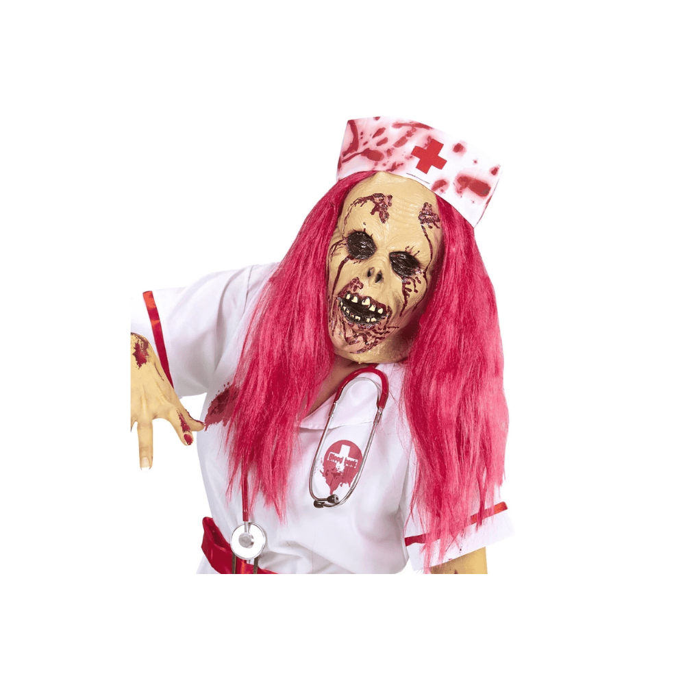 Alpha 55 Masque Latex Zombie Infirmière avec Cheveux