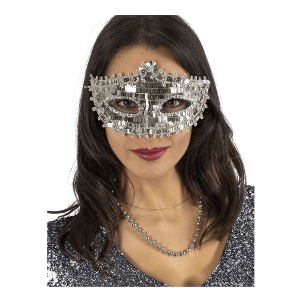 Alpha 55 masque loup Argenté Loup Dentelle Strass – Accessoire Déguisement