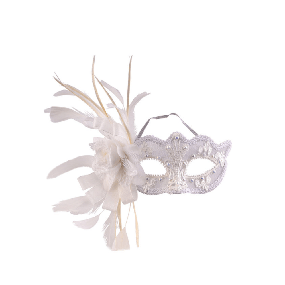 Alpha 55 masque loup Blanc Loup Vénitien Fleur XL Gravé Blanc – Déguisement