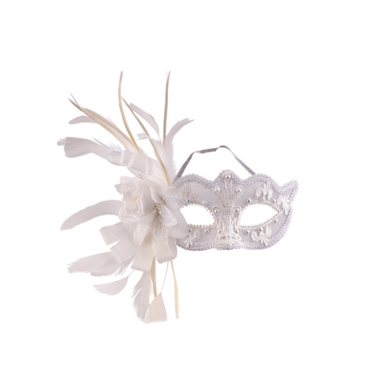 Alpha 55 masque loup Blanc Loup Vénitien Fleur XL Gravé Blanc – Déguisement