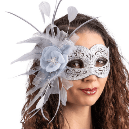 Alpha 55 masque loup Ciel Masque Vénitien Fleur XL Gravé Bleu Ciel – Royal & Chic