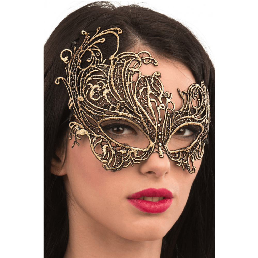 Alpha 55 masque loup Loup macramé asymétrique bronze – Chic & raffiné