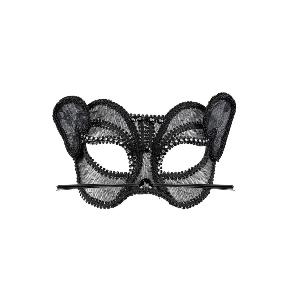 Alpha 55 masque loup Loup Panthère Noir Dentelle & Strass – Déguisement