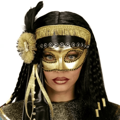 Alpha 55 masque loup Masque Vénitien Cléopâtre XL Noir & Doré – Majestueux