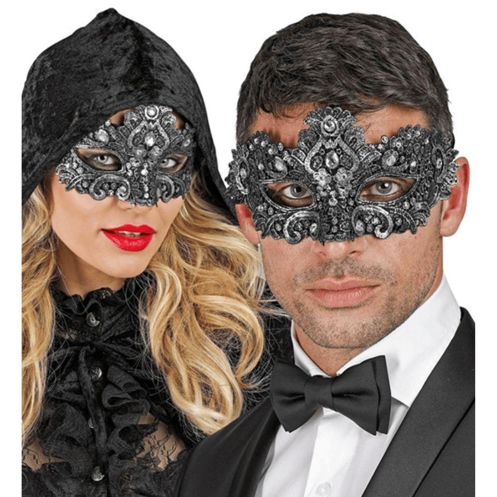 Alpha 55 masque loup Masque Vénitien Dentelle Strass Argenté – Chic & Raffiné