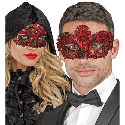 Alpha 55 masque loup Masque Vénitien Dentelle Strass Rouge – Élégant & Intense
