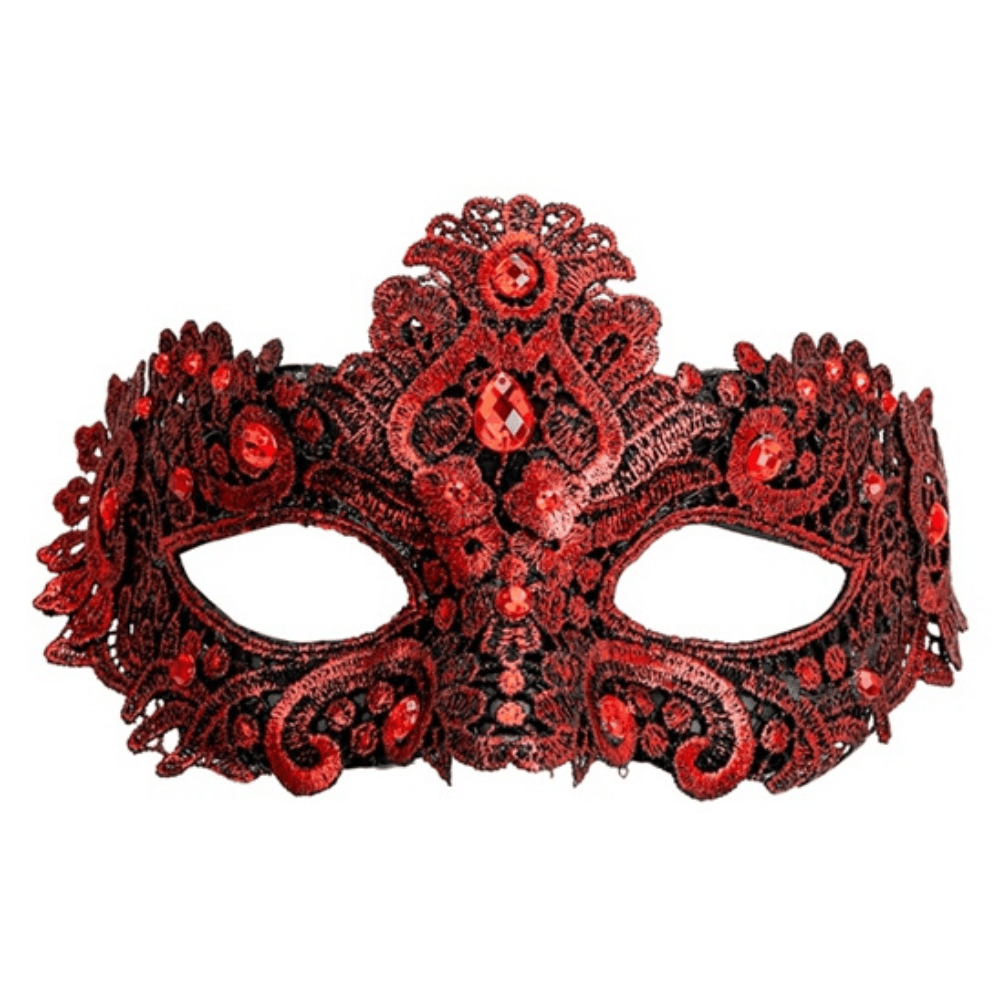 Alpha 55 masque loup Masque Vénitien Dentelle Strass Rouge – Élégant & Intense