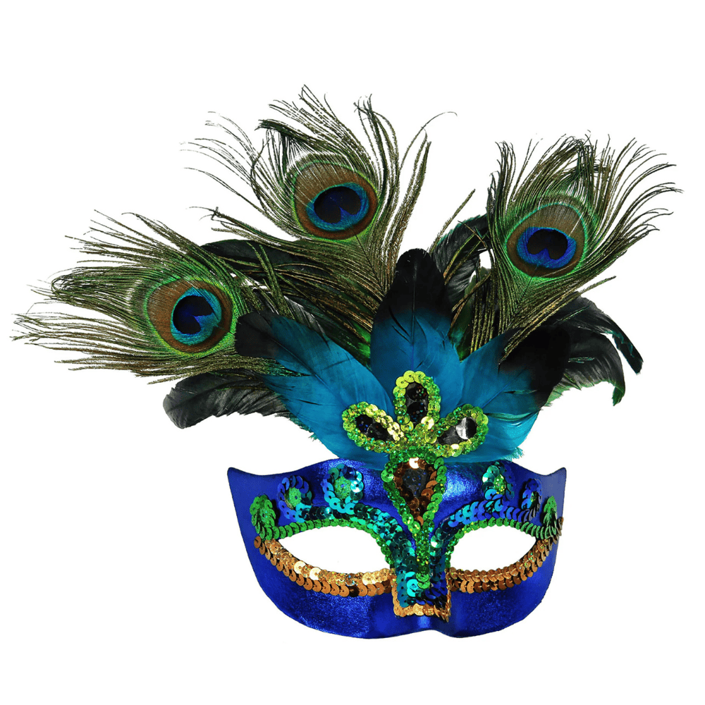 Alpha 55 masque loup Masque Vénitien Plume de Paon Turquoise – Majestueux & Chic